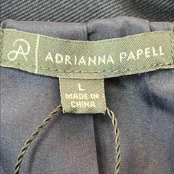 Adrianna Papell Open Front Trench Jacket Sz L Navy 100% Polyester New With Tags - Picture 2 of 13